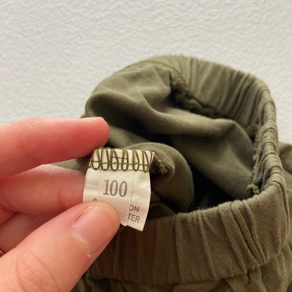 EUC baby unisex dark olive green elastic waist stretch joggers pants size 100 3T - Picture 2 of 6